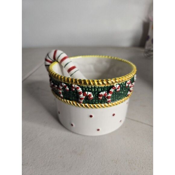 NIKKO Christmas Dip Set Candy Cane Spoon Accented Bowl 2 Piece - Picture 5 of 5